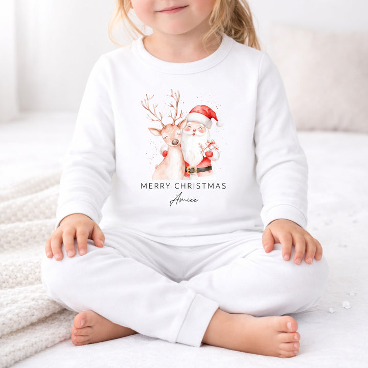 Personalised Reindeer &amp; Santa Christmas Pyjamas