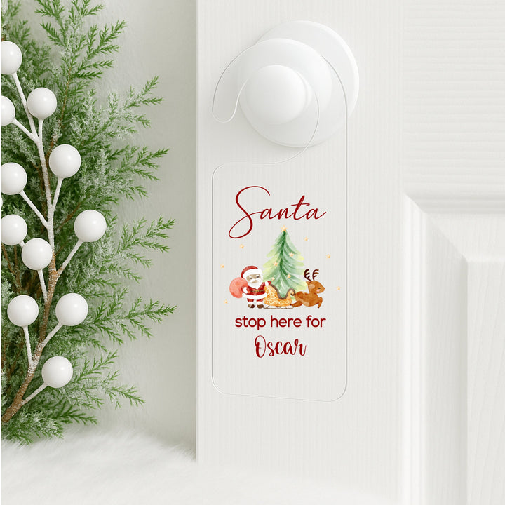 Personalised Santa Scene Santa Stop Here Door Sign