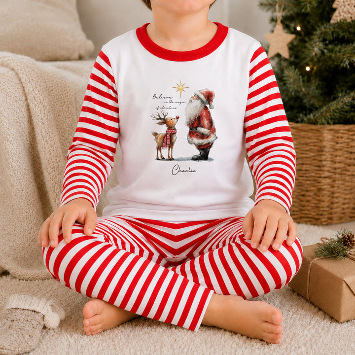 Personalised Santa Believe In the Magic of Christmas Pyjamas