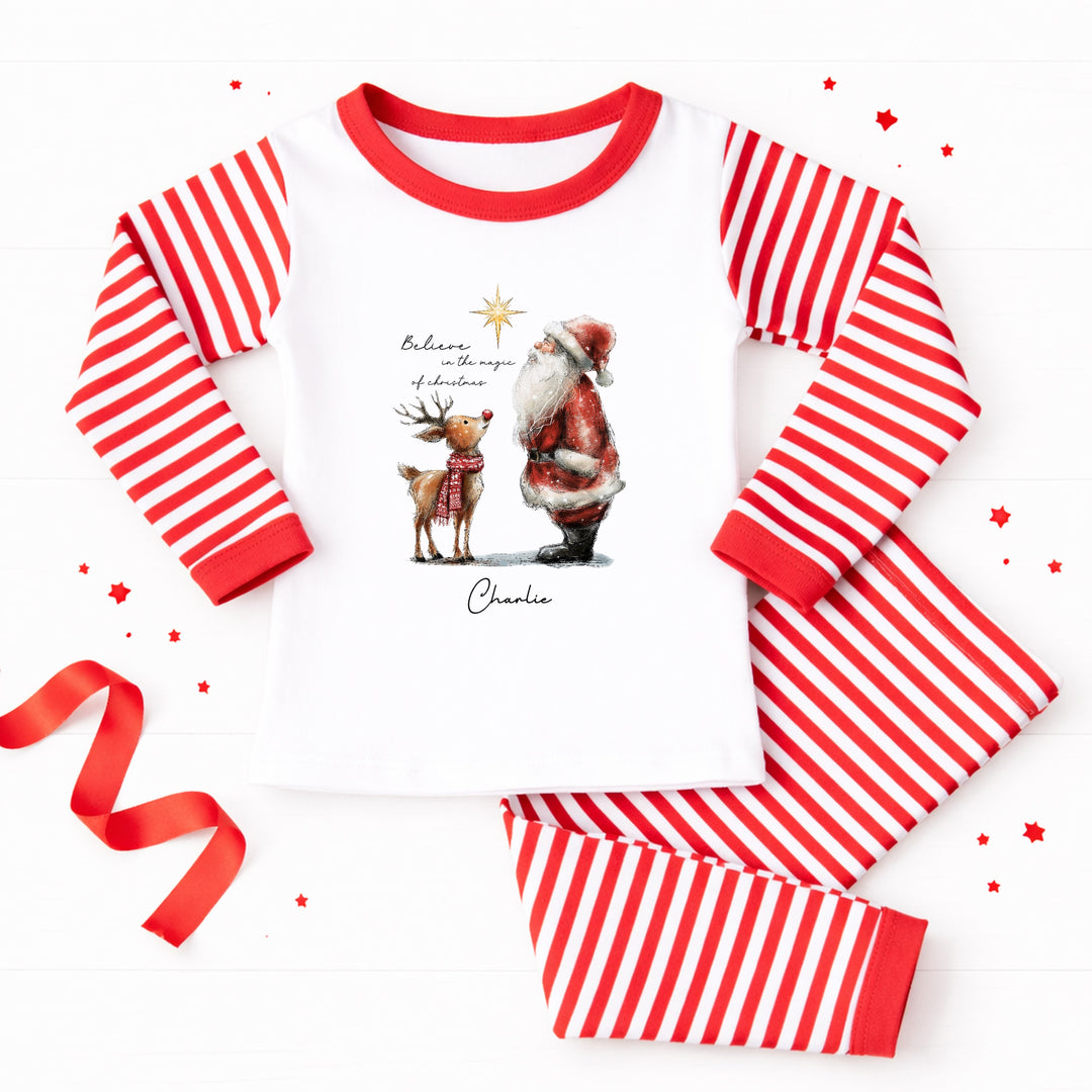 Personalised Santa Believe In the Magic of Christmas Pyjamas