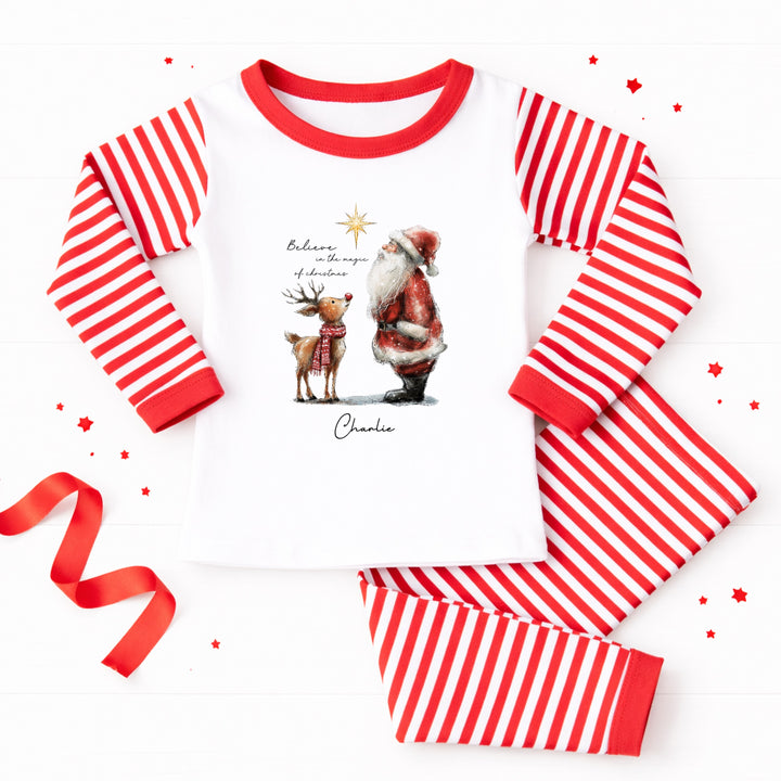 Personalised Santa Believe In the Magic of Christmas Pyjamas