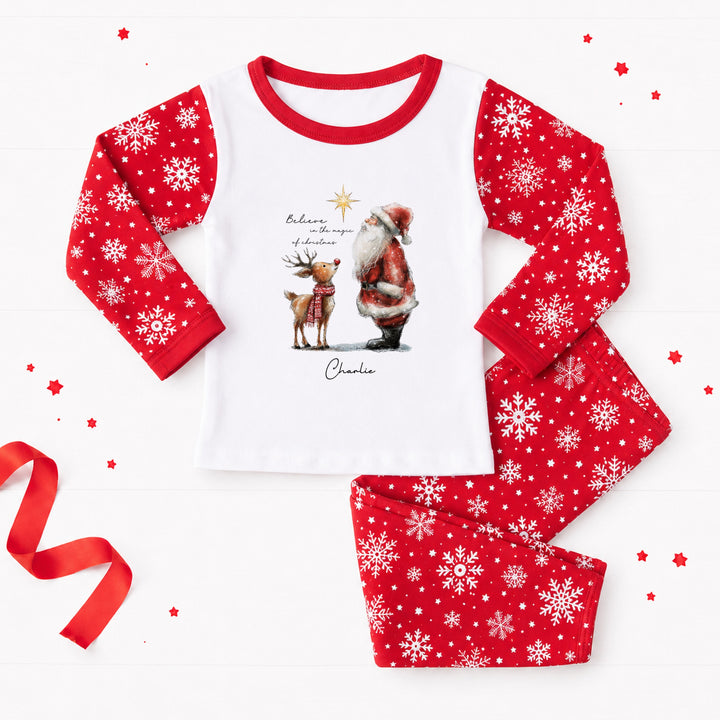 Personalised Santa Believe In the Magic of Christmas Pyjamas