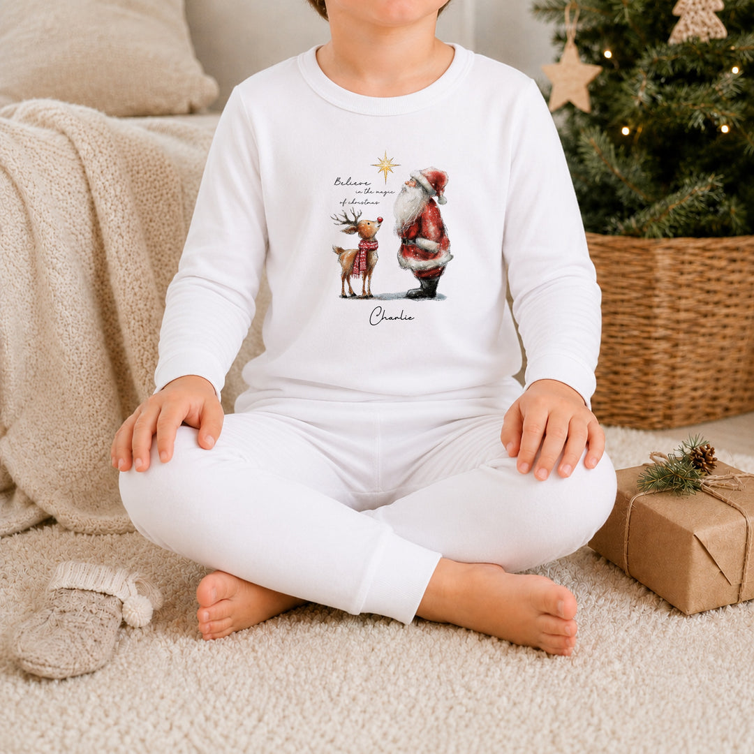 Personalised Santa Believe In the Magic of Christmas Pyjamas