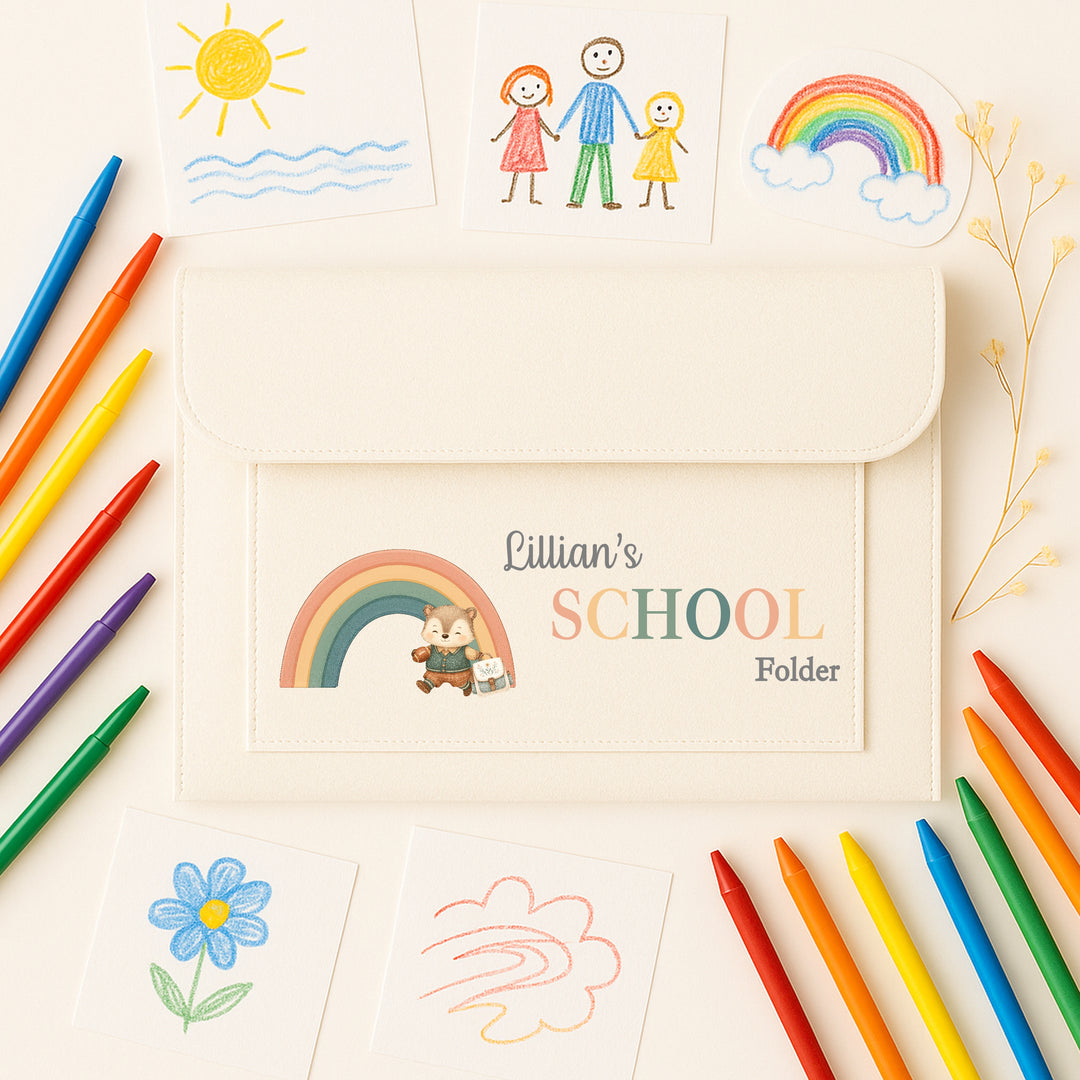 Personalised Rainbow School Art Work Folder