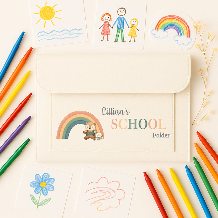 Personalised Rainbow School Art Work Folder