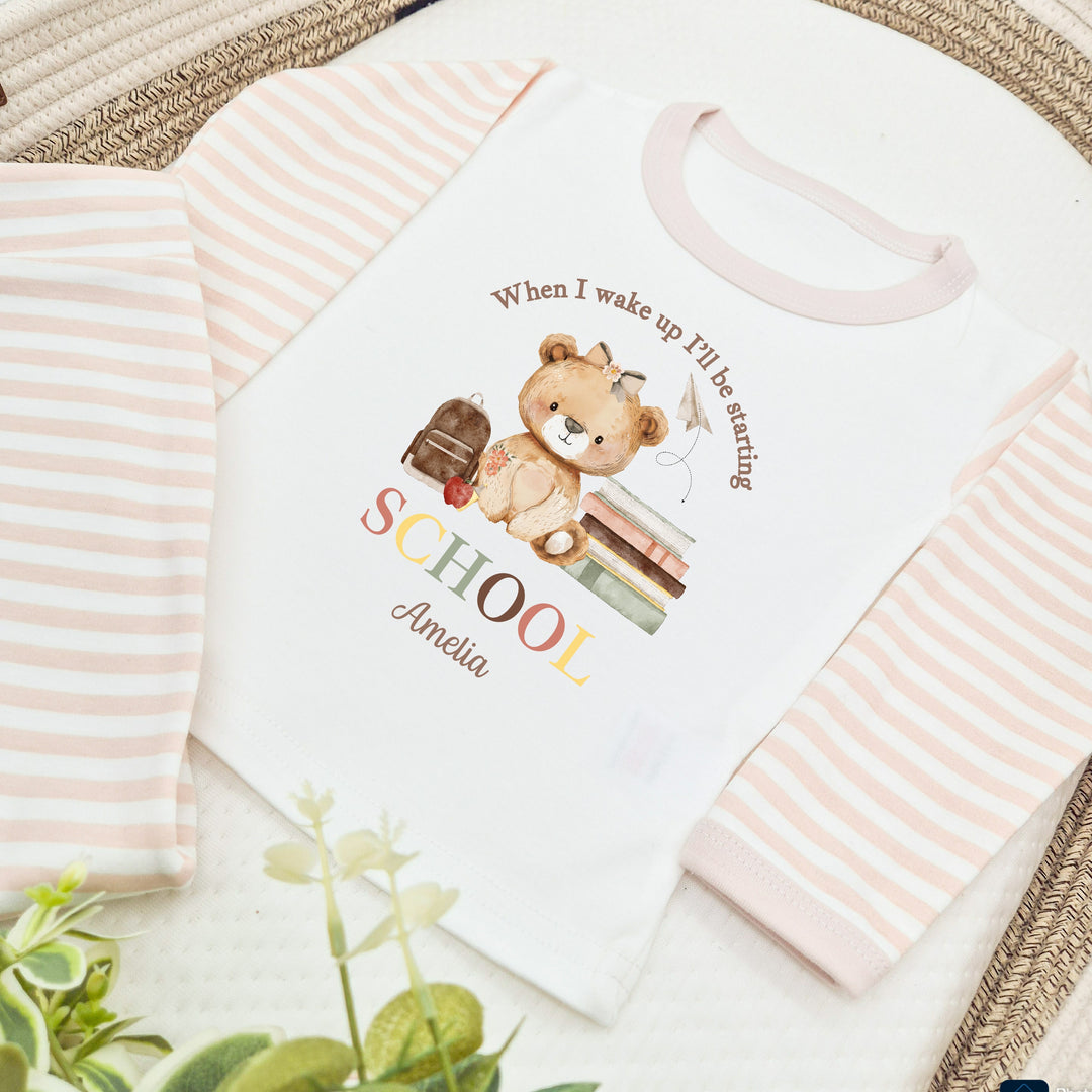Personalised Girl Bear First Day Of School Pyjamas