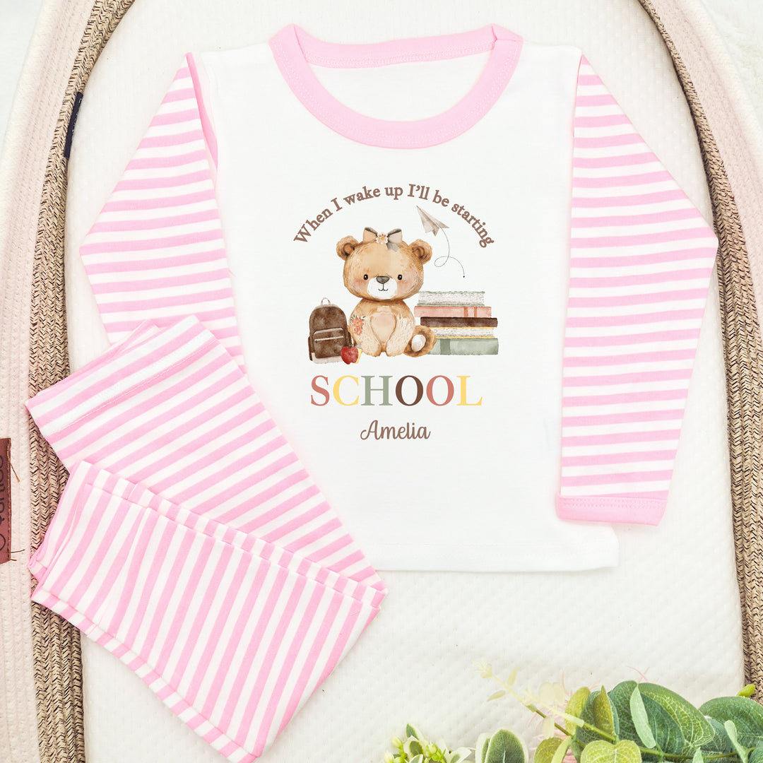 Personalised Girl Bear First Day Of School Pyjamas