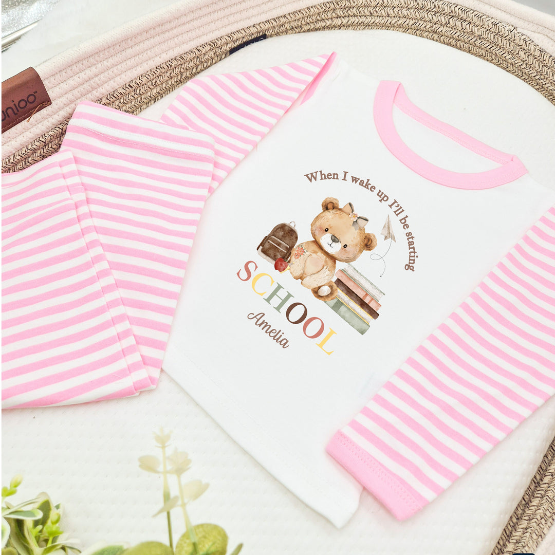 Personalised Girl Bear First Day Of School Pyjamas