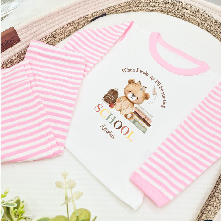 Personalised Girl Bear First Day Of School Pyjamas