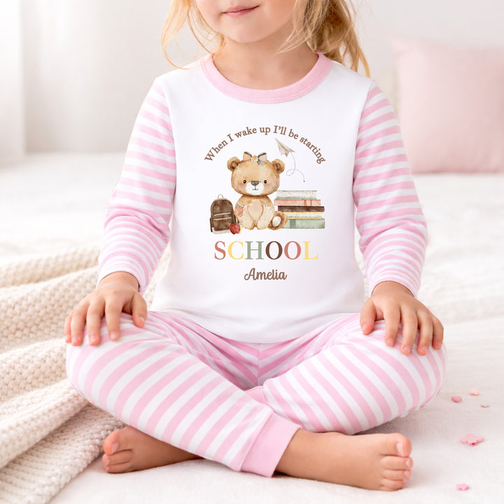 Personalised Girl Bear First Day Of School Pyjamas