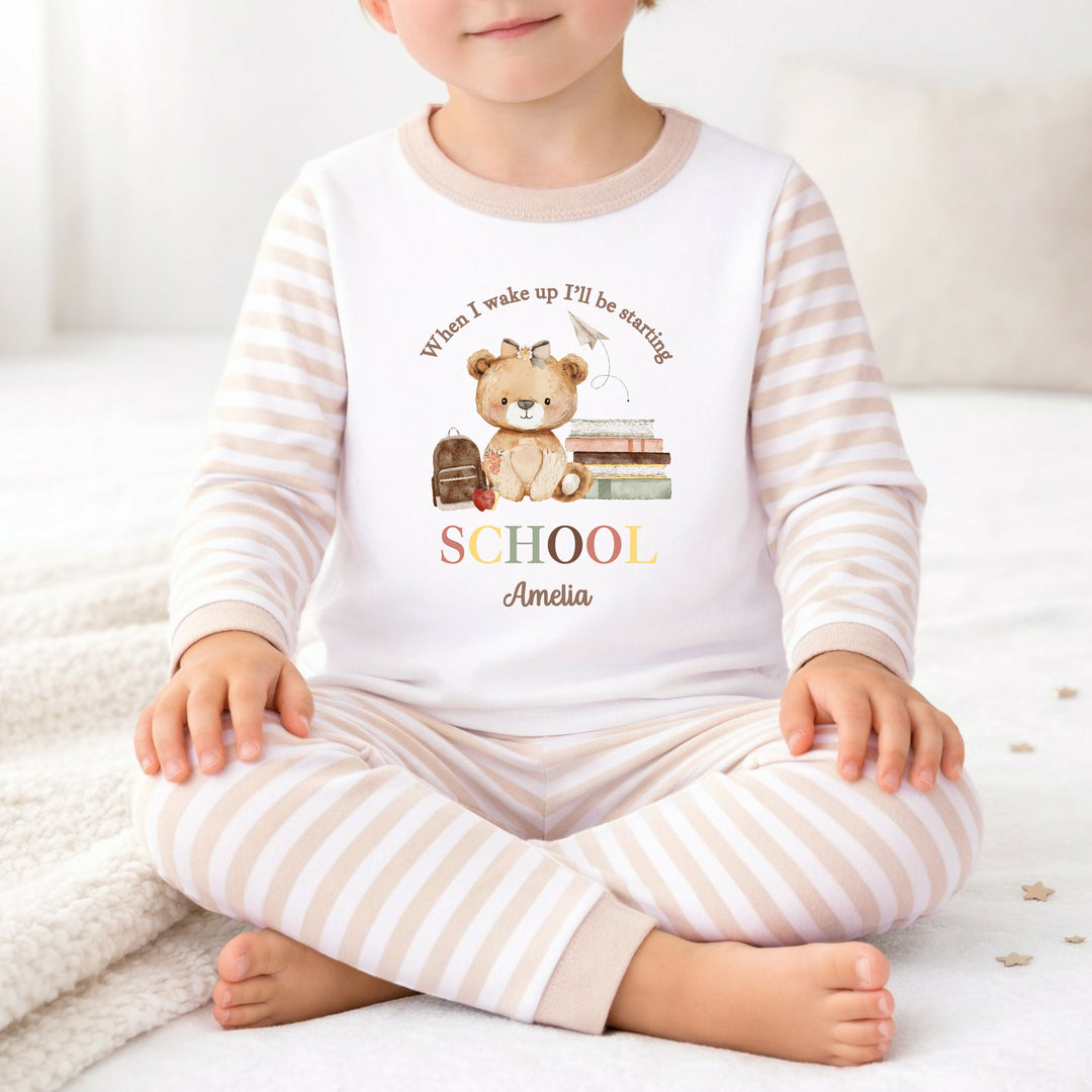 Personalised Girl Bear First Day Of School Pyjamas