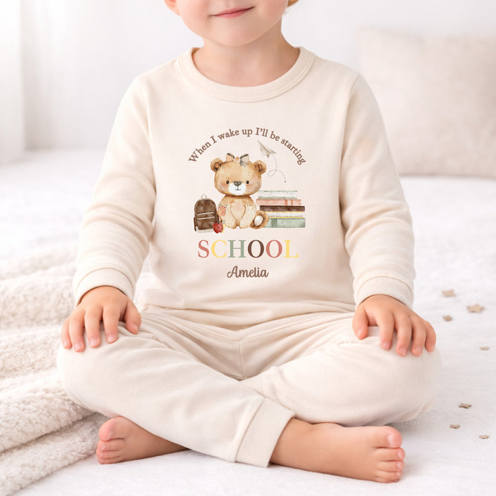 Personalised Girl Bear First Day Of School Pyjamas