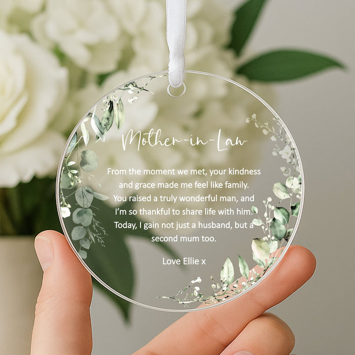 Personalised Floral Mother In Law Wedding Day Gift Ornament