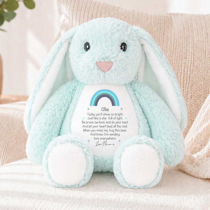 Personalised Shine Bright Blue Rainbow Soft Toy