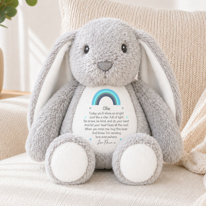 Personalised Shine Bright Blue Rainbow Soft Toy