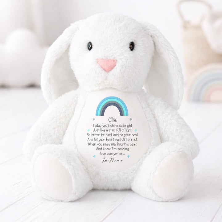 Personalised Shine Bright Blue Rainbow Soft Toy
