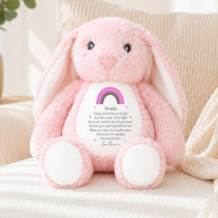 Personalised Shine Bright Pink Rainbow Soft Toy