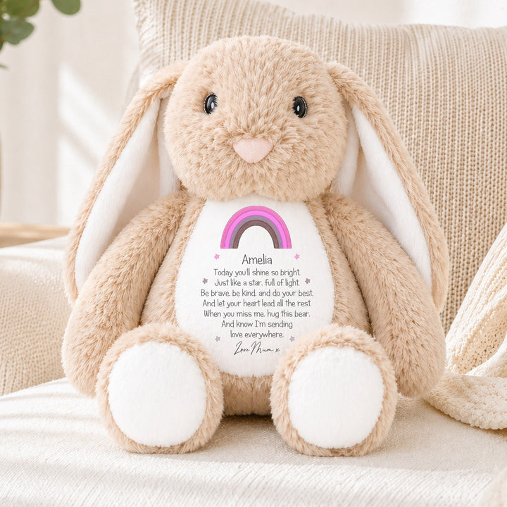 Personalised Shine Bright Pink Rainbow Soft Toy