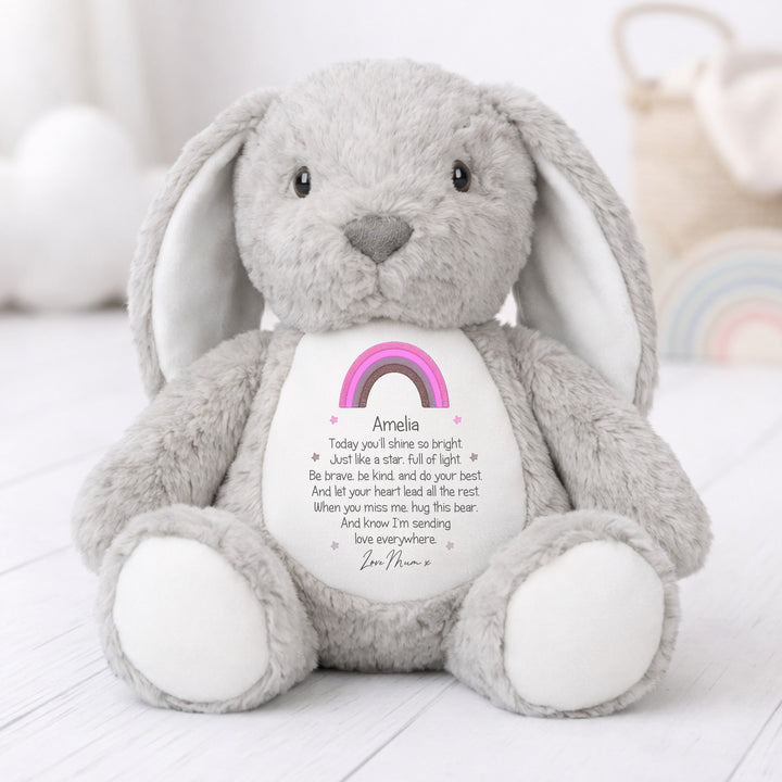 Personalised Shine Bright Pink Rainbow Soft Toy