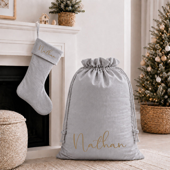 Personalised Name Christmas Sack or Matching Stocking