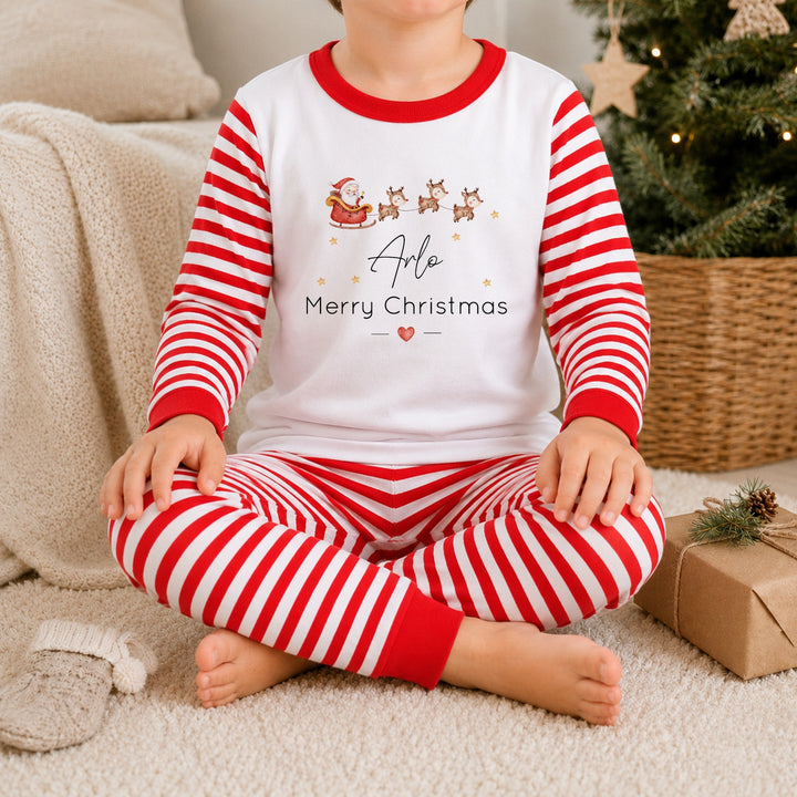 Personalised Santa Sleigh Merry Christmas Pyjamas