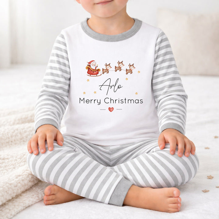 Personalised Santa Sleigh Merry Christmas Pyjamas