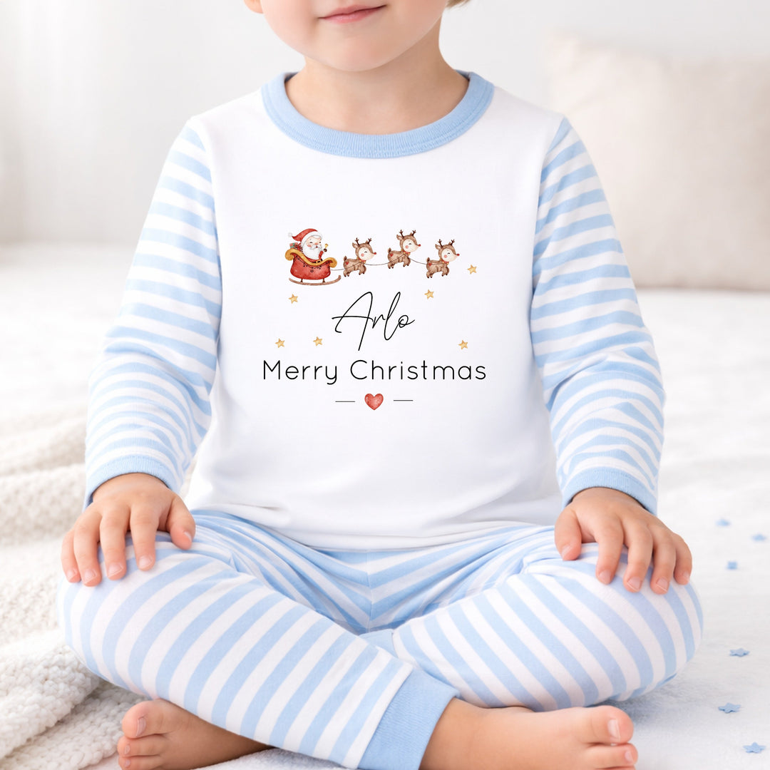 Personalised Santa Sleigh Merry Christmas Pyjamas