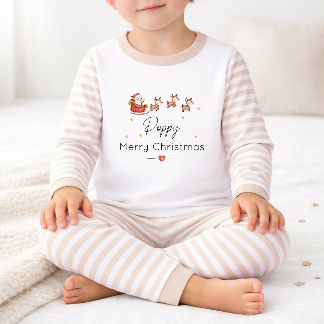 Personalised Santa Sleigh Merry Christmas Pyjamas