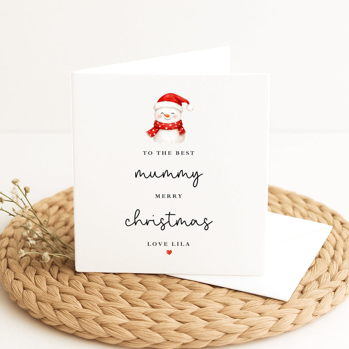 Personalised Snowman Merry Christmas To The Best Mummy Card