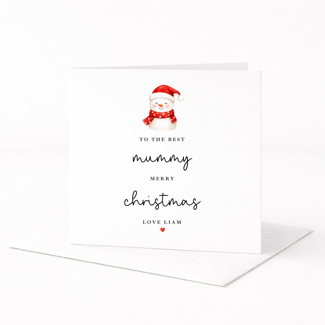 Personalised Snowman Merry Christmas To The Best Mummy Card