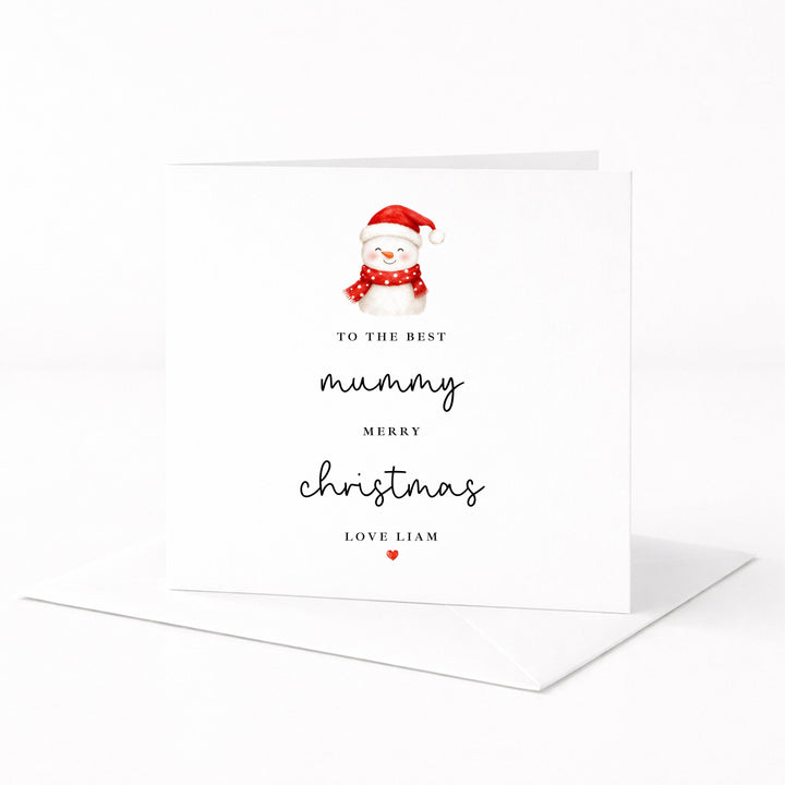 Personalised Snowman Merry Christmas To The Best Mummy Card