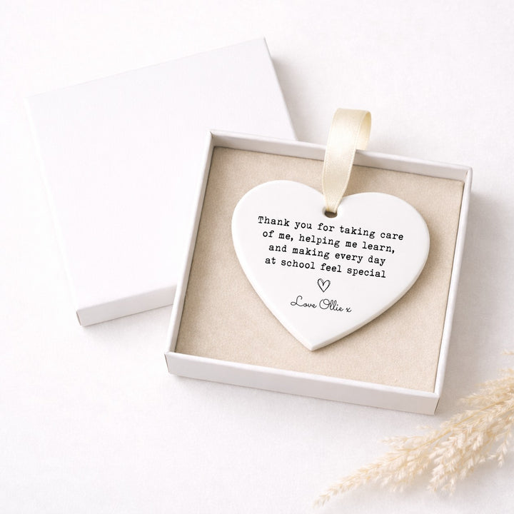 Personalised Poem Thank You Heart Ornament Teacher Gift