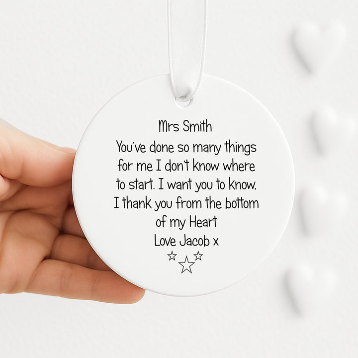 Personalised Ornament Star Poem Teacher Gif