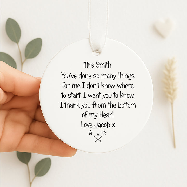 Personalised Ornament Star Poem Teacher Gif