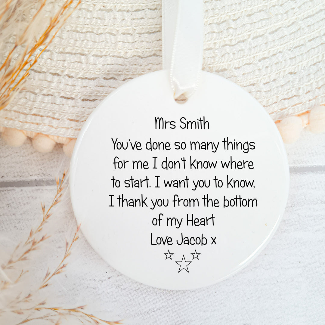 Personalised Ornament Star Poem Teacher Gif