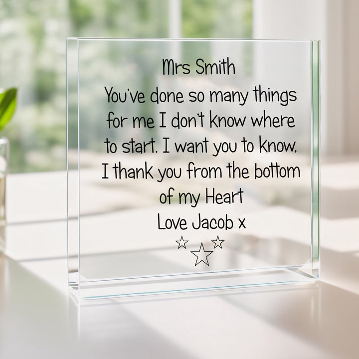 Personalised Acrylic Poem Stars Teacher Gift