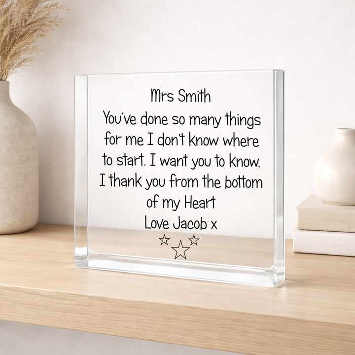 Personalised Acrylic Poem Stars Teacher Gift
