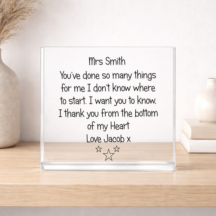 Personalised Acrylic Poem Stars Teacher Gift