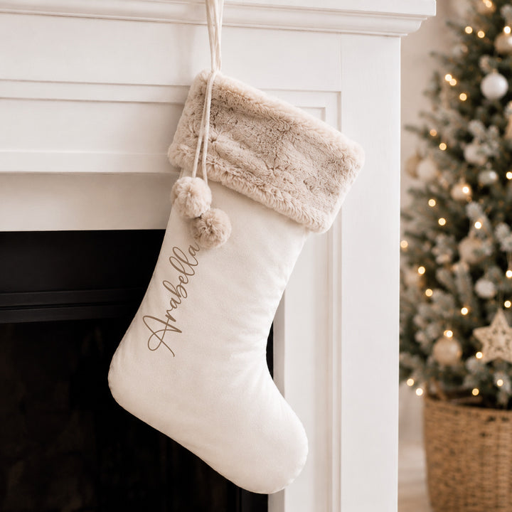 Personalised Fur Trim Christmas Name Stocking or Santa Sack