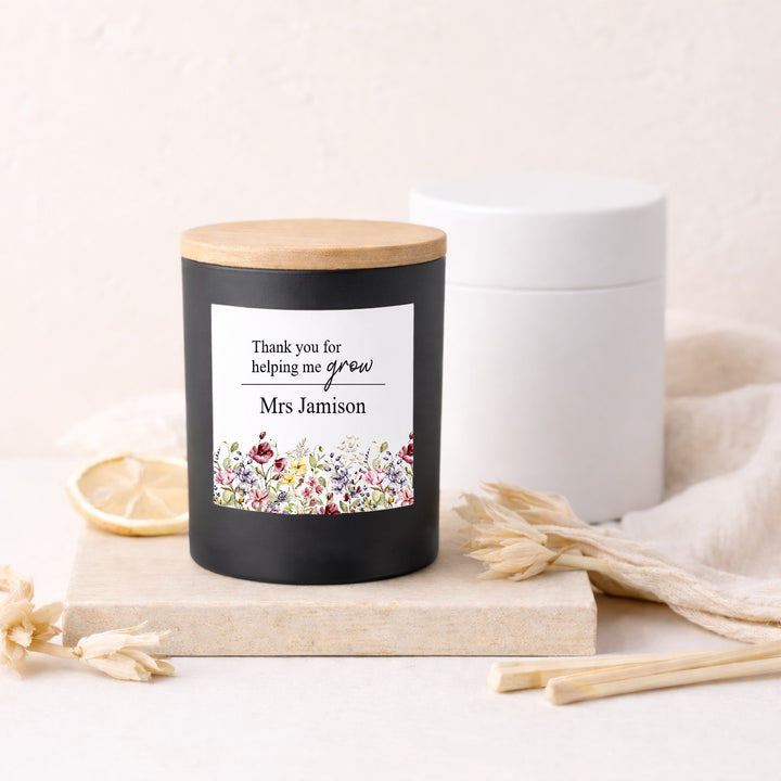 Personalised Floral Thank You Teacher Gift Candle &amp; Box