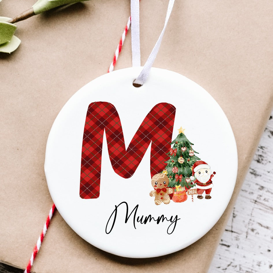 Personalised Tartan Ceramic Christmas Bauble