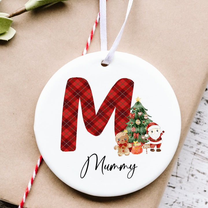 Personalised Tartan Ceramic Christmas Bauble