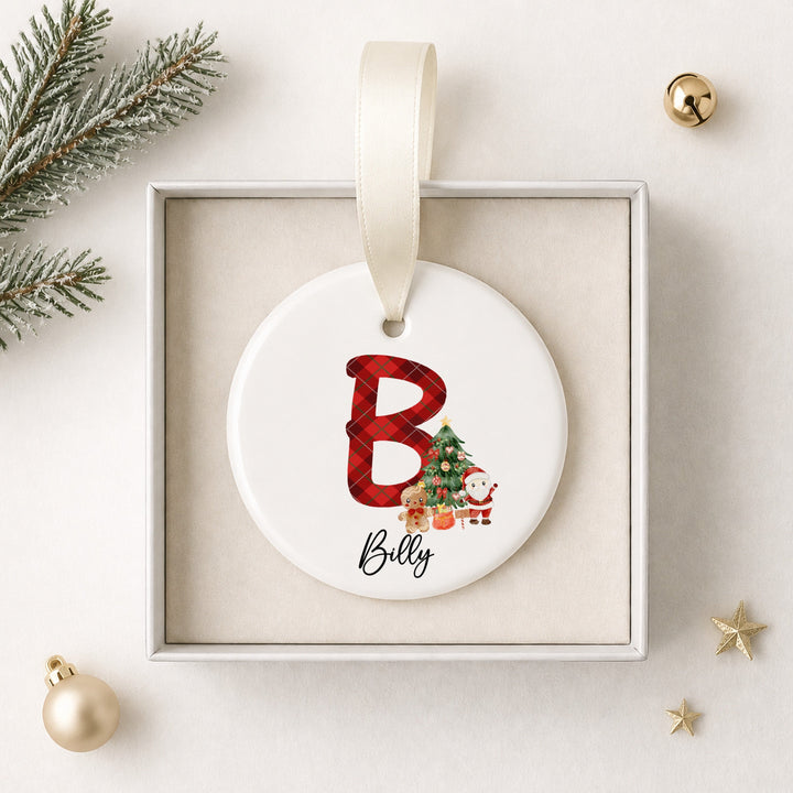 Personalised Tartan Ceramic Christmas Bauble
