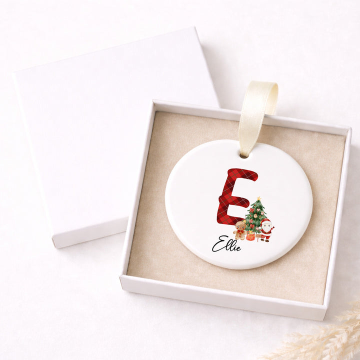 Personalised Tartan Ceramic Christmas Bauble