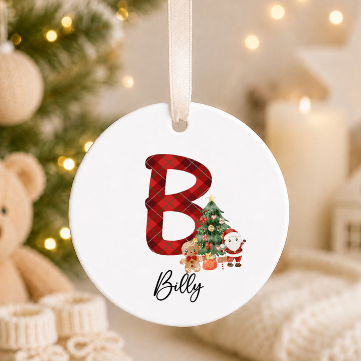 Personalised Tartan Ceramic Christmas Bauble