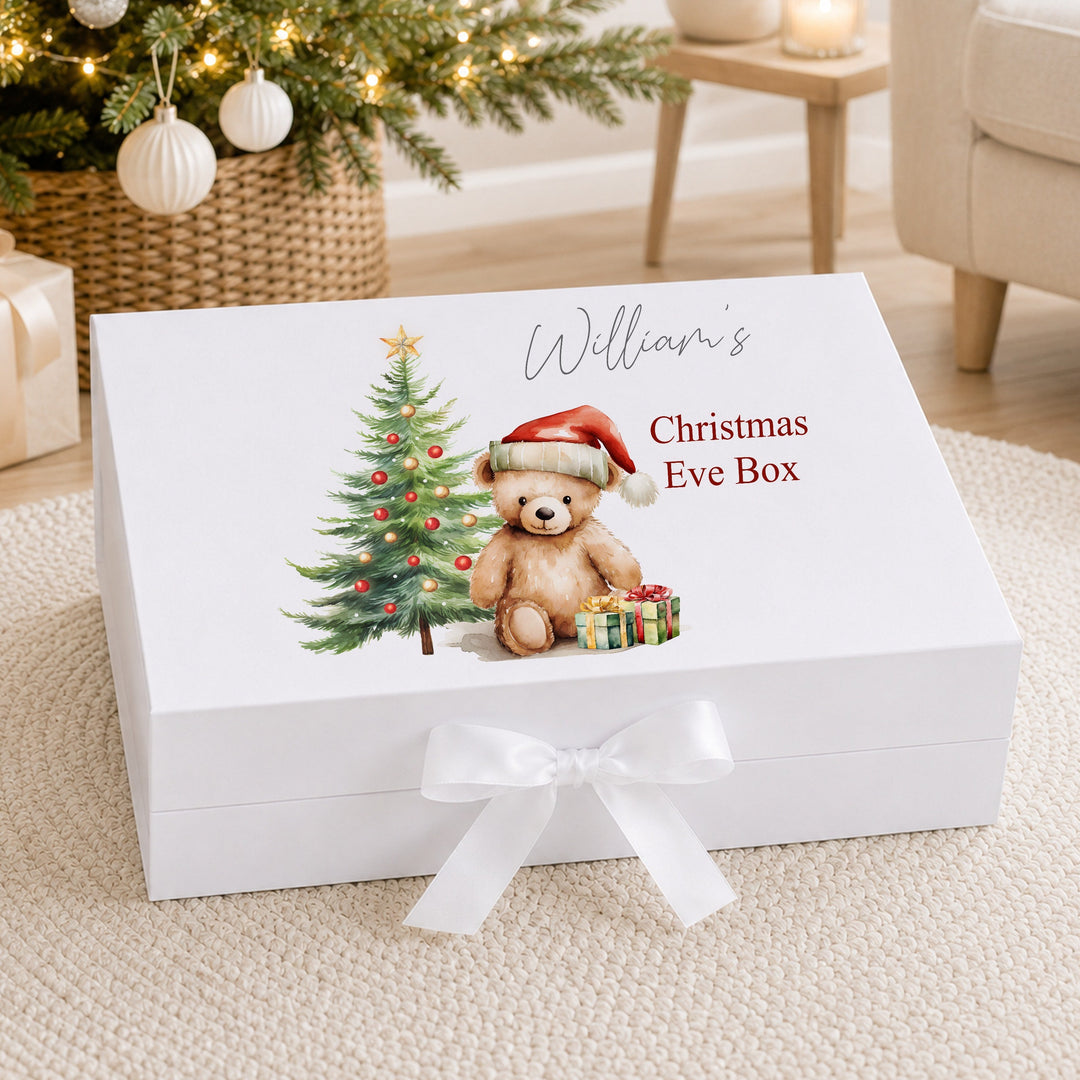 Personalised Red Teddy Bear Christmas Eve Box