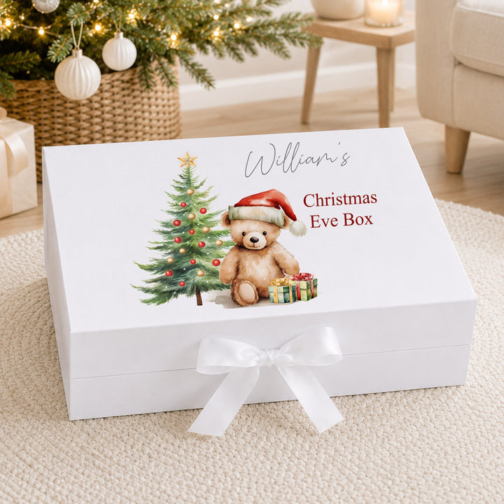 Personalised Red Teddy Bear Christmas Eve Box