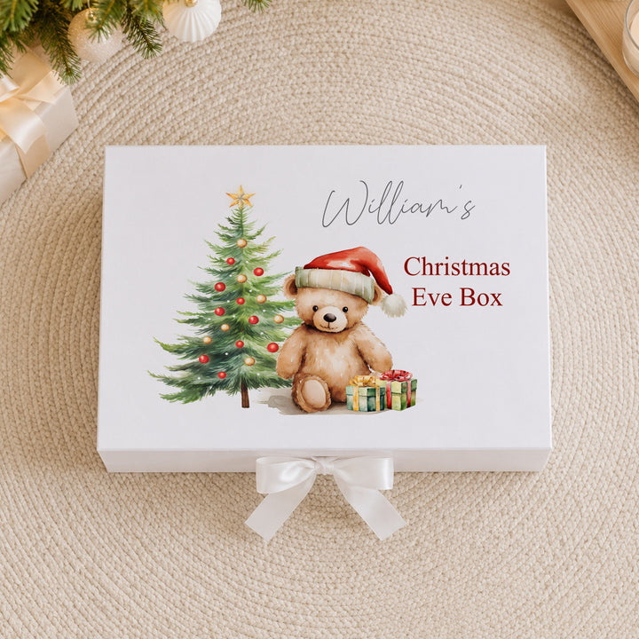 Personalised Red Teddy Bear Christmas Eve Box