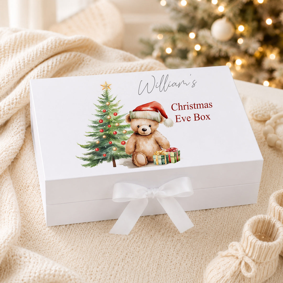 Personalised Red Teddy Bear Christmas Eve Box