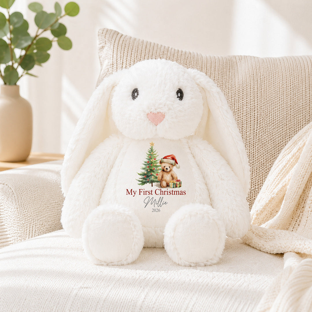 Personalised Red Teddy Tree My First Christmas Soft Toy